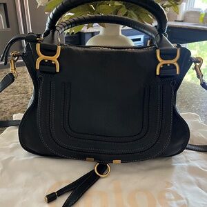 CHLOE Marcie Medium Double Satchel Bag- Black
